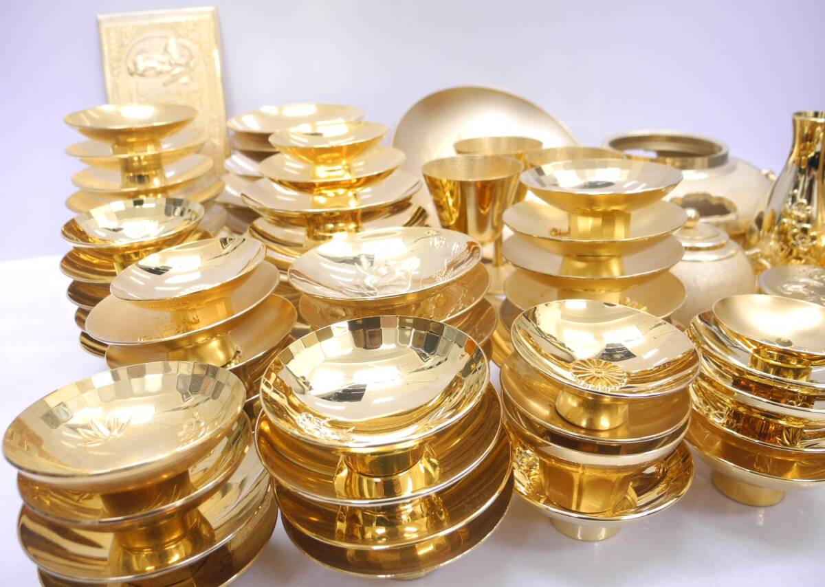 金メッキ GP 金杯など おまとめ品 □金杯 24KGP 約7㎏ おまとめ 金メッキ製品 盃 酒器 朱肉など□(金製