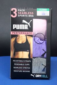 PUMA プーマ シームレス スポーツブラ サイズXL 3パック PERFORMANCE DRYCELL★送料600円