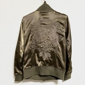 泥棒日記 スカジャン スーベニアジャケット ブルゾン 刺繍 Y2K ジップアップ ブラウン系