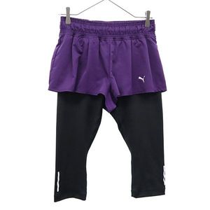 PUMA プーマ トレーニング スパッツ付き ショートパンツ M パープル×ブラック レディー