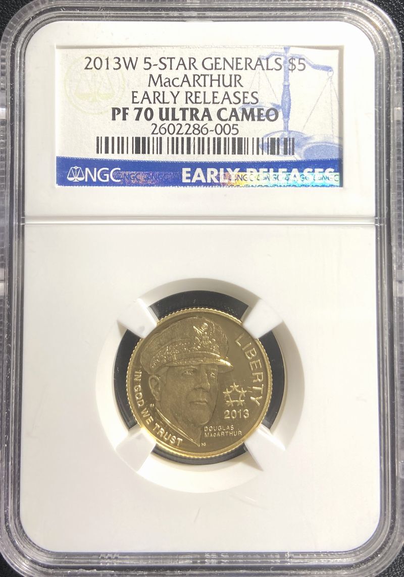 ダグラス マッカーサー/五星将軍 アメリカ 金貨 2013 5ドル NGC PF70UC