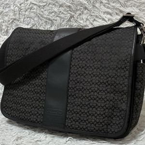 COACH コーチ ショルダーバッグ メッセンジャーバッグ 斜め掛け シグネチャー　レザー×