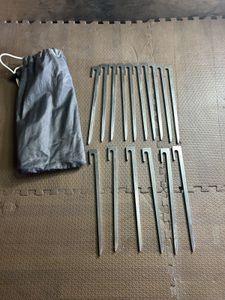 美品 福善 打刀 ステンレスペグ　20cm 16本 袋付き アウトドア用品 キャンプ
