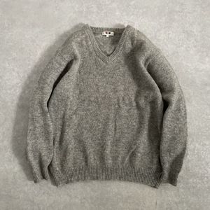 VAN JAC●Lサイズ●ウール100％ V-ネック 長袖 ロングスリーブ プルオーバー ニットセー