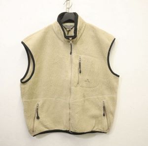 90sビンテージ EMS フリースベスト USA製■1990年代製 表記Lサイズ ベージュ ししゅう ア