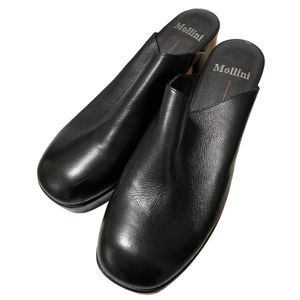 美品 Mollini モリーニ レザー ミュール サンダル サイズ39 25cm相当 ブラック