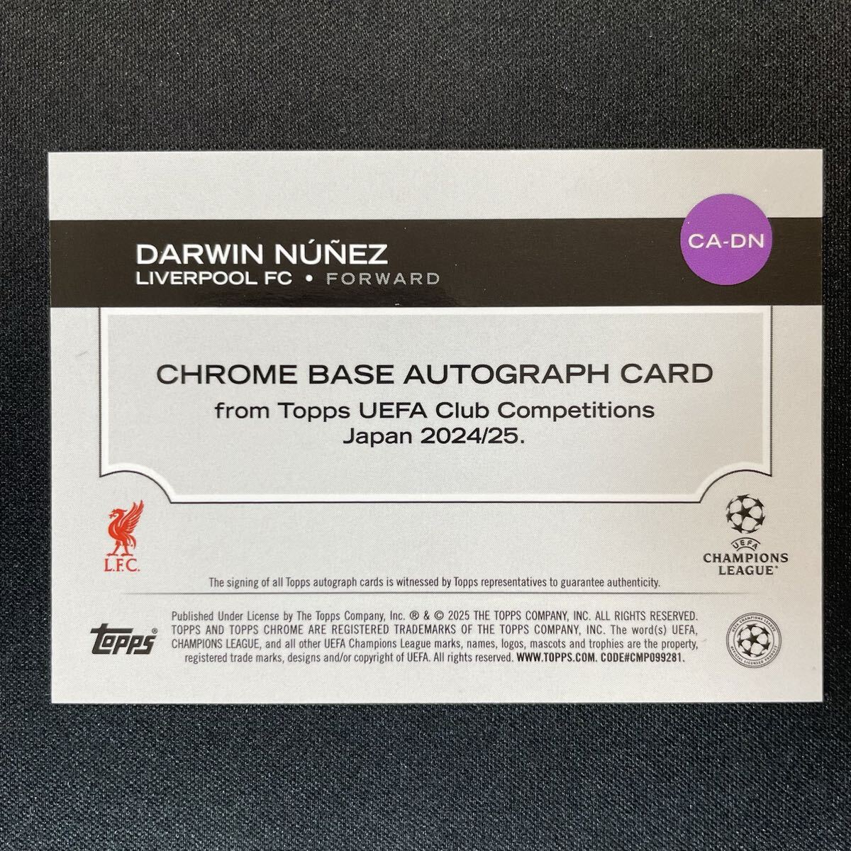 2024-25 Topps UEFA Japan Edition Darwin Nunez Auto Liverpool /199