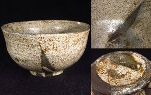 【青】李朝 宝城粉引茶碗 高麗コレクター放出品 朝鮮古陶磁 中国古玩 朝鮮美術 旧家蔵出し A468
