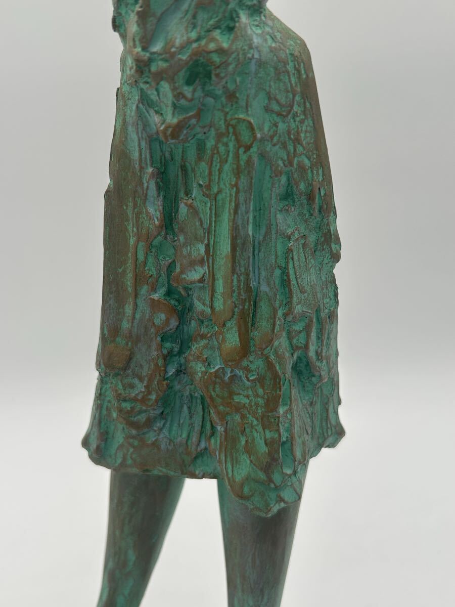 日展作家 斎藤勝弘 作】ブロンズ「少女像」高42.5cm 重1.7kg・「美人像