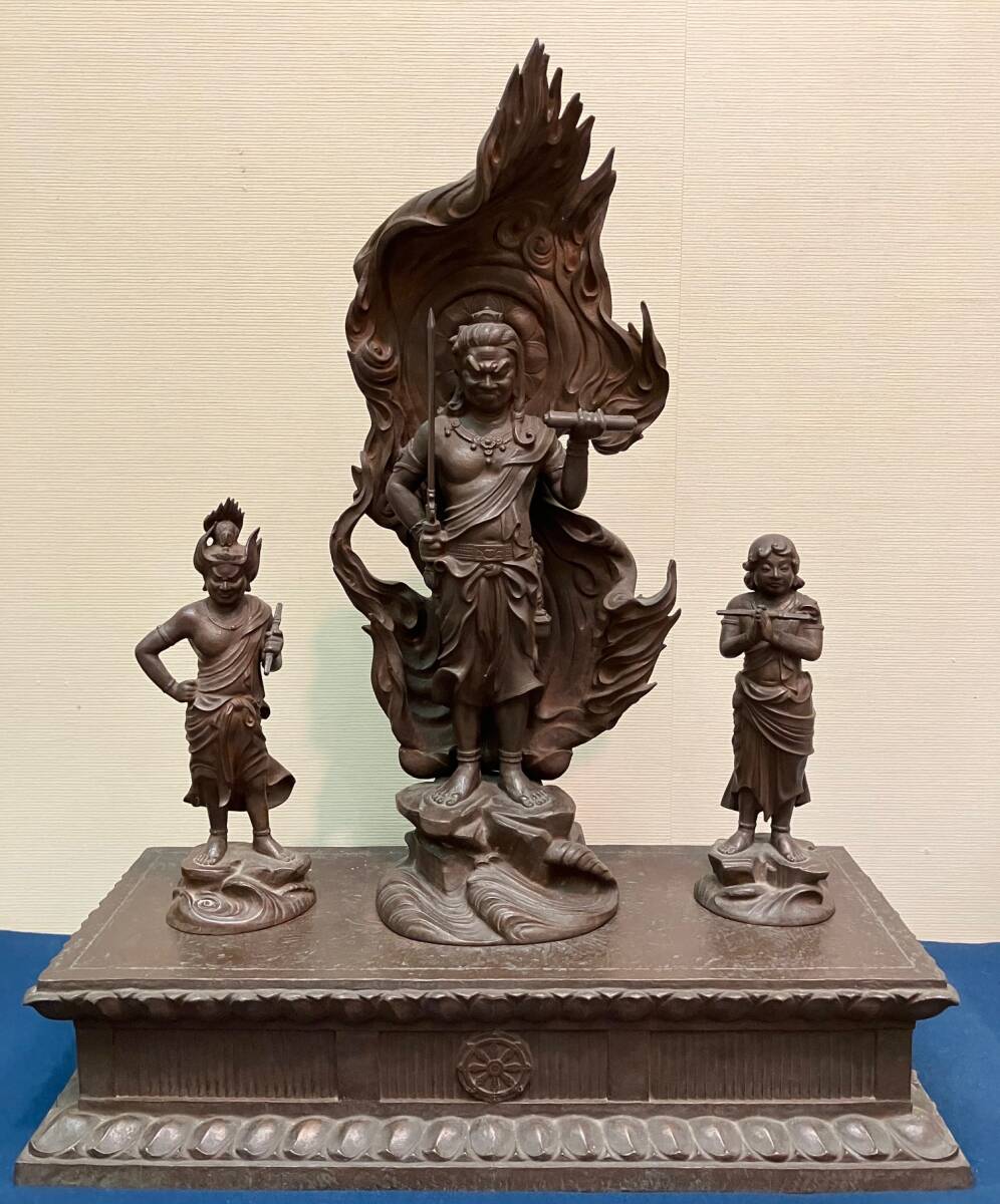 仏教美術 銘有り 不動三尊像 不動明王 矜羯羅童子 制多迦童子 合計