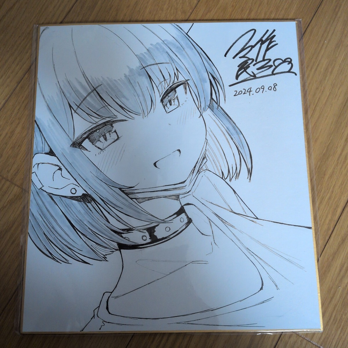 直筆 色紙 イラスト ブルアカ 杏山カズサ ヴィヴィ堂 クマ作民三