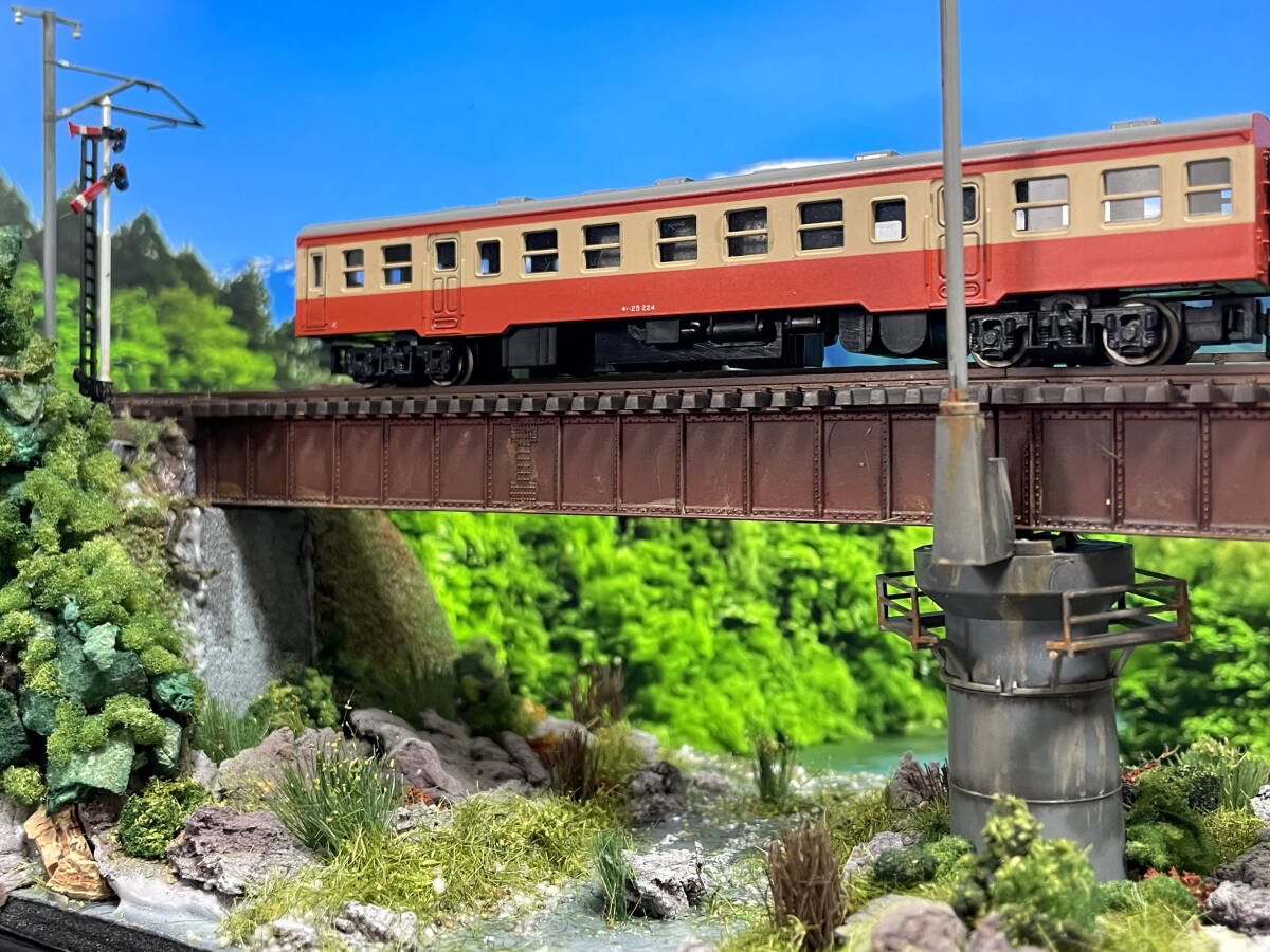 Nゲージ用車両展示台 ローカル線 ガーター橋の風景ジオラマ 自作完成品
