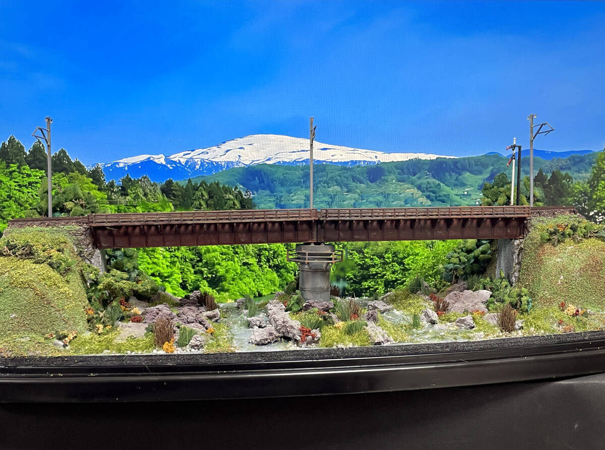 Nゲージ用車両展示台 ローカル線 ガーター橋の風景ジオラマ 自作完成品