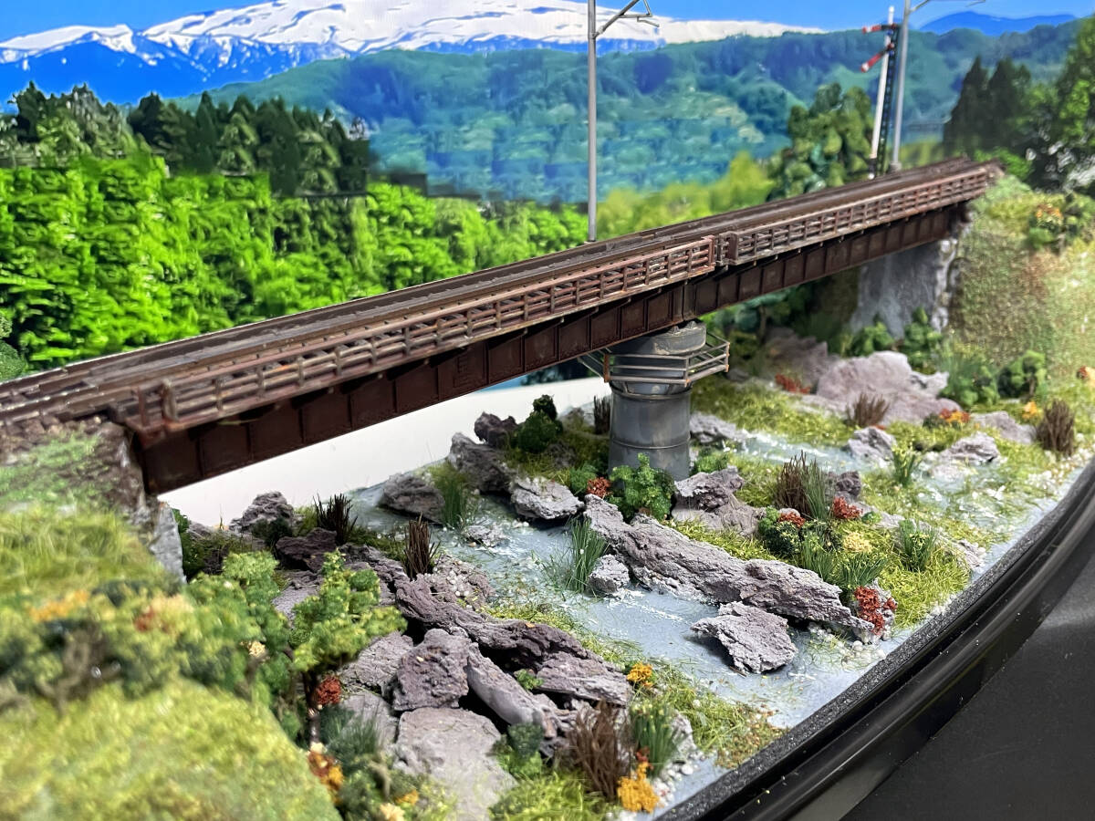 Nゲージ用車両展示台 ローカル線 ガーター橋の風景ジオラマ 自作完成品