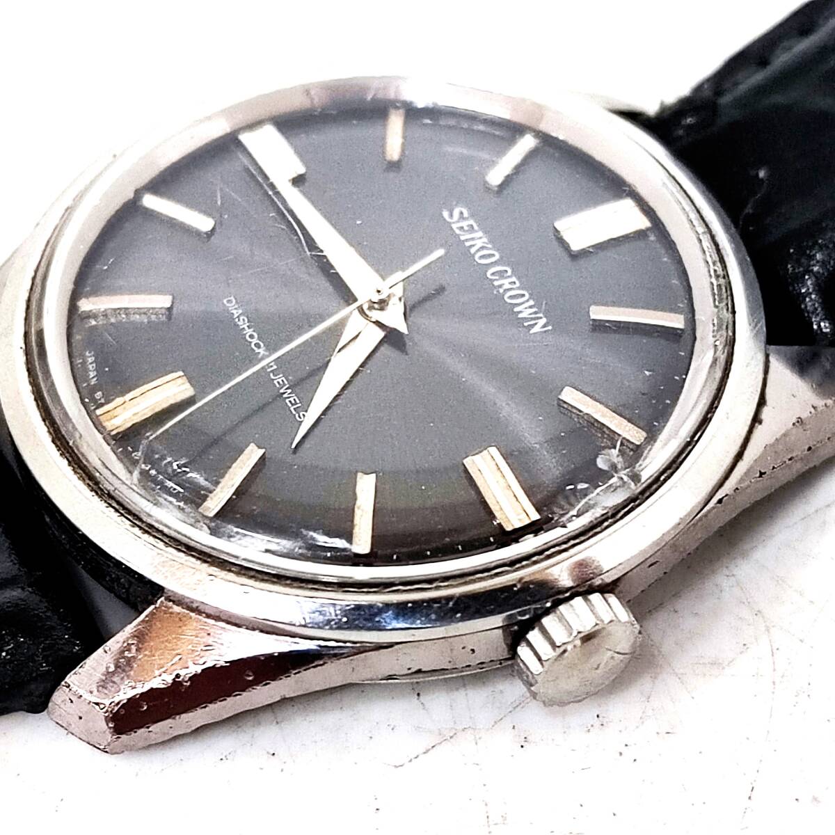 セイコークラウン動作良好　ステンレス　美品風防付き ◇◇SEIKO◇◇セイコー クラウン CROWN 57-8010 ステンレスメッキ Cal