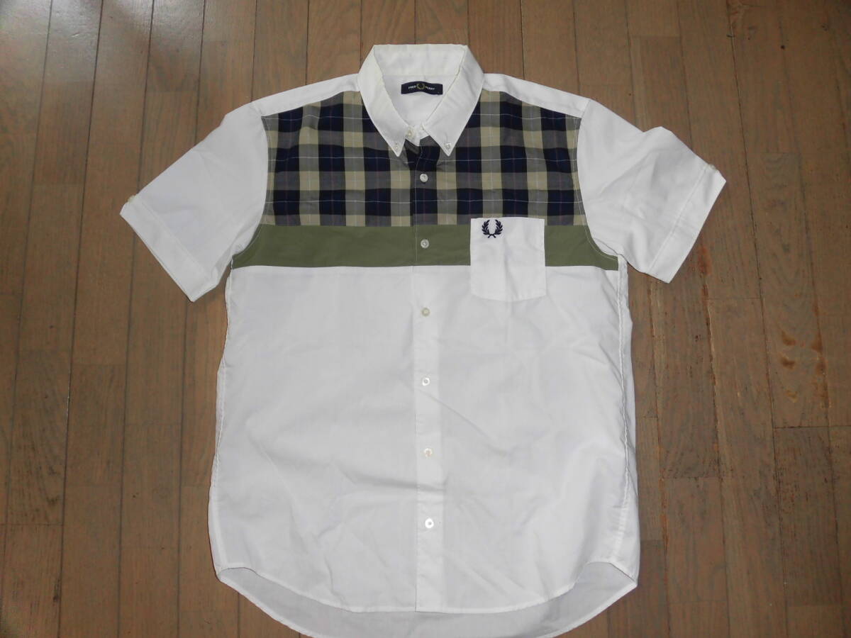 FRED PERRY フレッドペリー 半袖シャツ 白×チェック L(トップス)｜売買