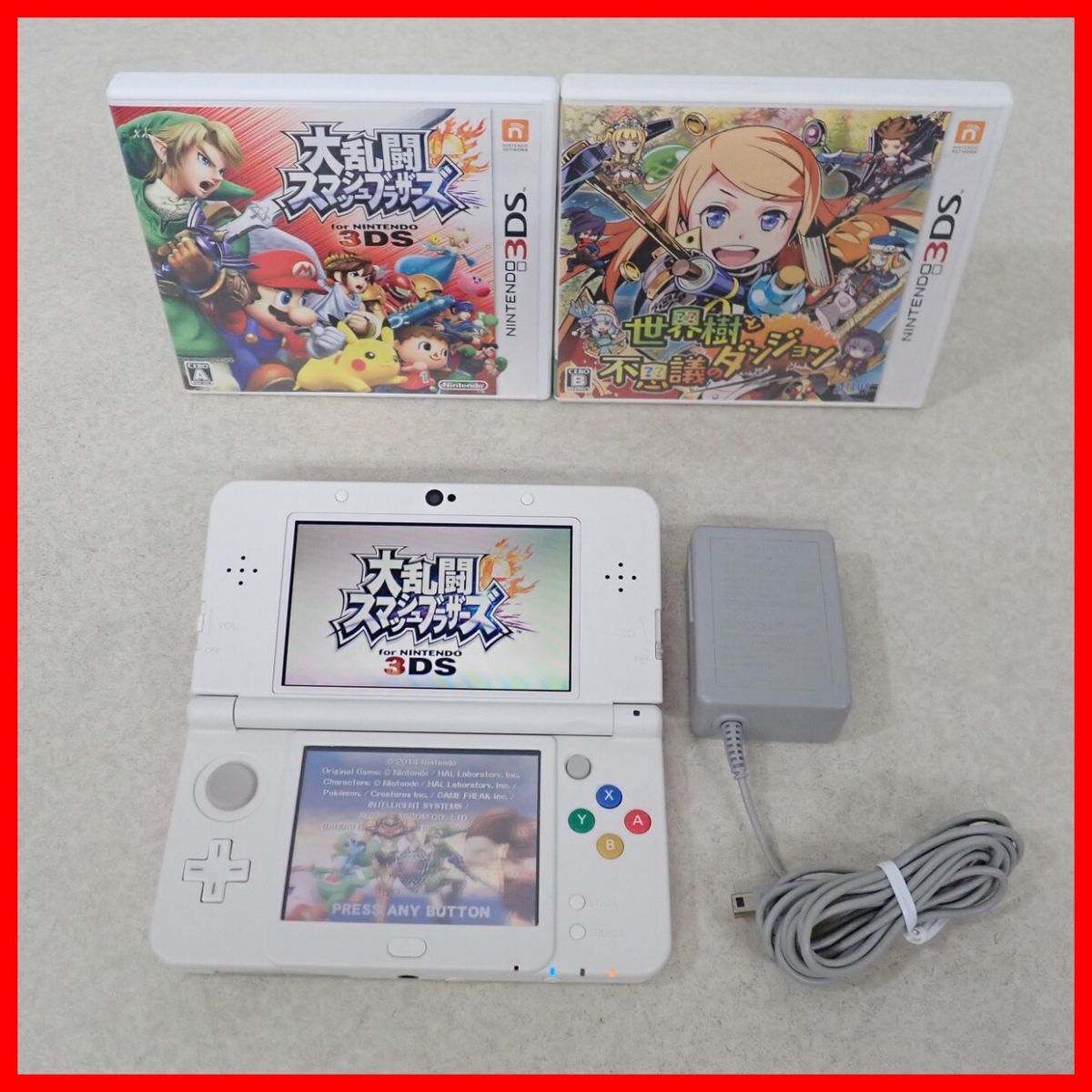 動作品 Newニンテンドー3DS 本体 KTR-001 ホワイト + ソフト 大乱闘