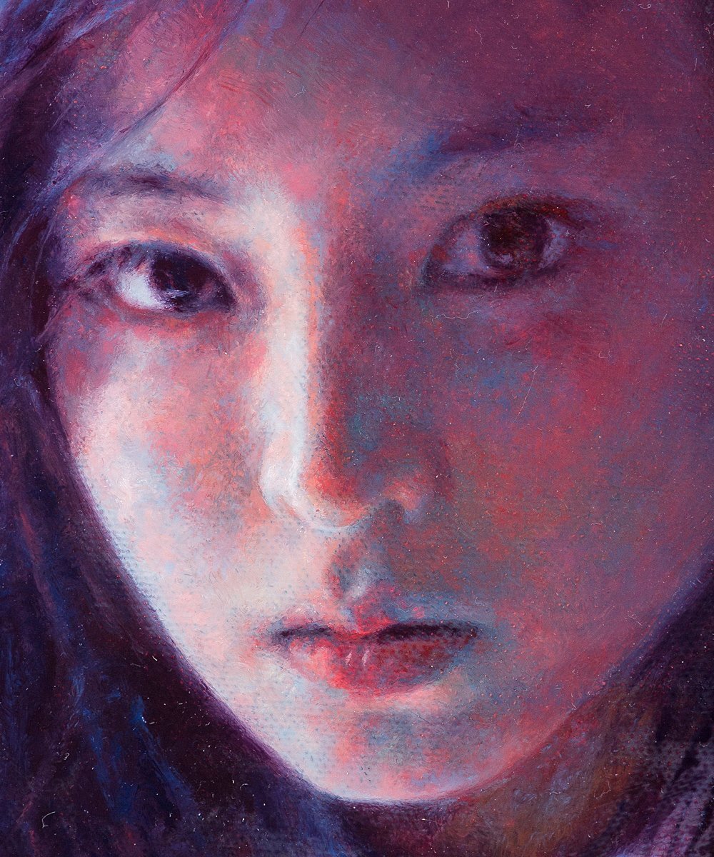 1on1】真作 浅村理江 『蒼い光の行方』 油彩 キャンバス 10号 2017年