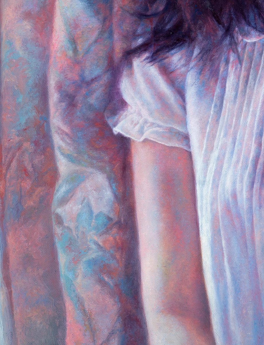 1on1】真作 浅村理江 『蒼い光の行方』 油彩 キャンバス 10号 2017年