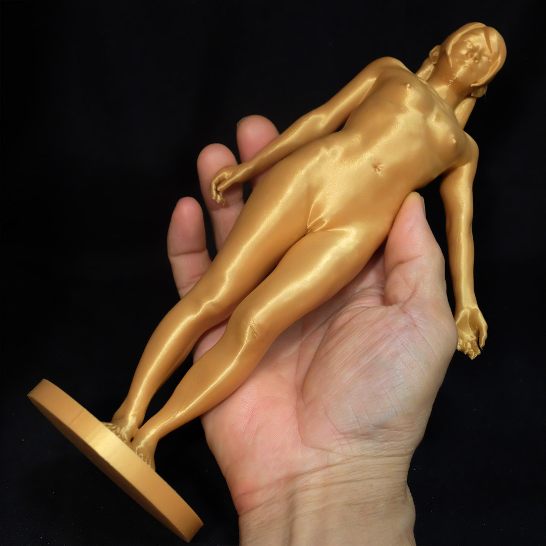 3Dプリント アートオブジェ 西洋彫刻風 女性像 フィギュア ゴールドPLA