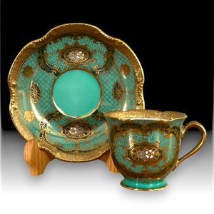M】1912年頃～1921年頃 オールドノリタケ 金彩 白梅図紋 キャビネット
