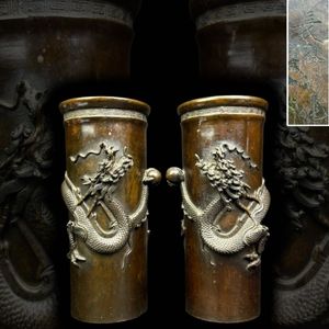 江戸時代後期〜明治時代初期頃古銅製自在金工師細工在銘超絶技巧細密
