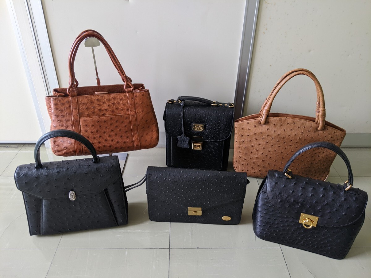 レア 美品 JRA オーストリッチ パッチワーク ハンドバッグ 刺繍 金具 