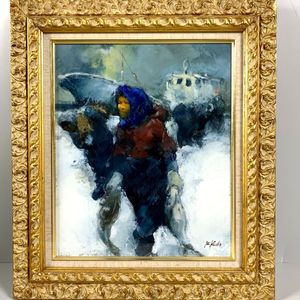 工藤和男 労働者図 油絵 F6号 日展評議員 傑作 額装付き 油彩画 工藤和男の値段と価格推移は？｜5件の売買データから工藤和男の価値が