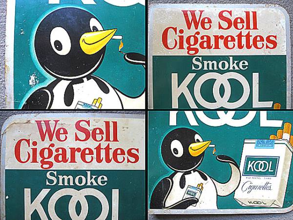 相場 1950's KOOL クール ビンテージ たばこ フランジ 看板 ペンギン