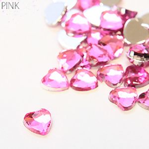 ハートアクリルラインストーン8mmピンク200粒メール便80円_1