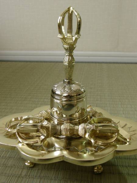 「鍍金独鈷杵」　良品　　教授旧蔵品 京美前具 密教法具 金剛盤独鈷杵三鈷杵五鈷杵金剛鈴中型寺院仏具(仏具