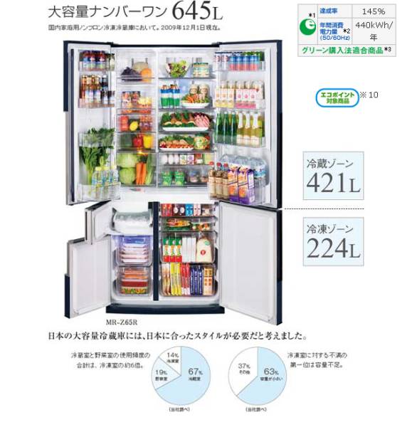 美品☆645L☆三菱ノンフロン冷凍冷蔵庫MR-Z65R-W☆真っ白！(500 