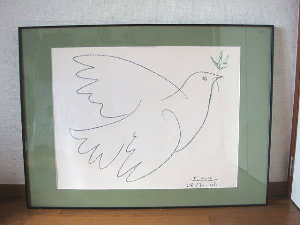 パブロ・ピカソ「青い鳩」リトグラフ フランス製 額装 86x63cm(石版画