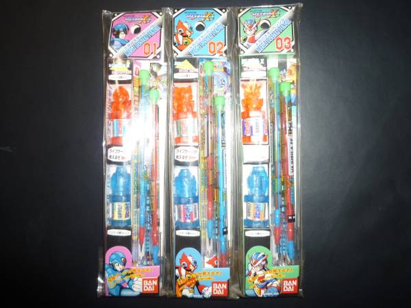 ロックマンX3 メガバスターペンシル全3種SET 未開封 ラスト 未開封 ロックマン X3 メガバスターペンシル バトエン 3個セット