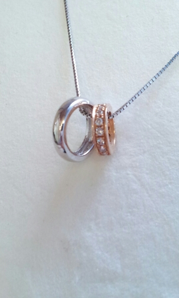 ◆新品◆ K18 ピンク&ホワイトゴールド 2連リング ダイヤ ネックレス
