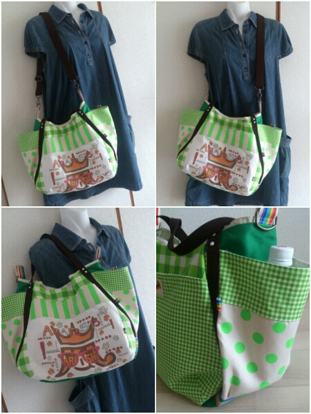 ハンドメイド アラフェス 嵐 まん丸バッグ 大きいサイズ 緑_3