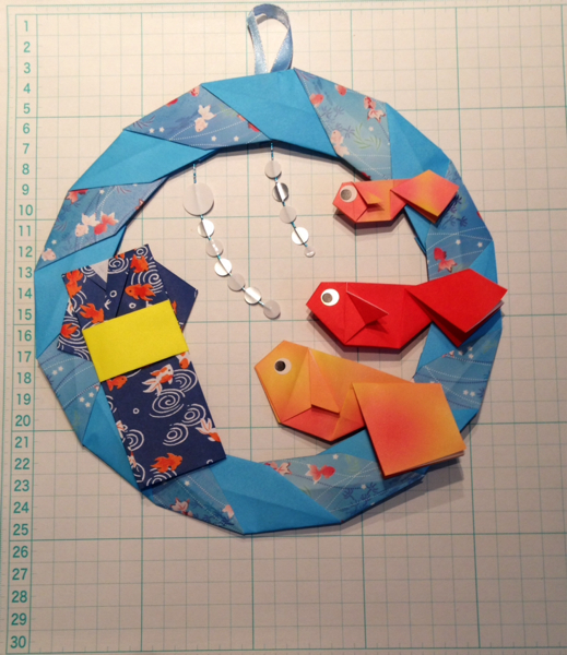 折り紙 金魚と浴衣のリース 壁面飾りハンドメイド夏きんぎょ 折り紙 千代紙 売買されたオークション情報 Yahooの商品情報をアーカイブ公開 オークファン Aucfan Com