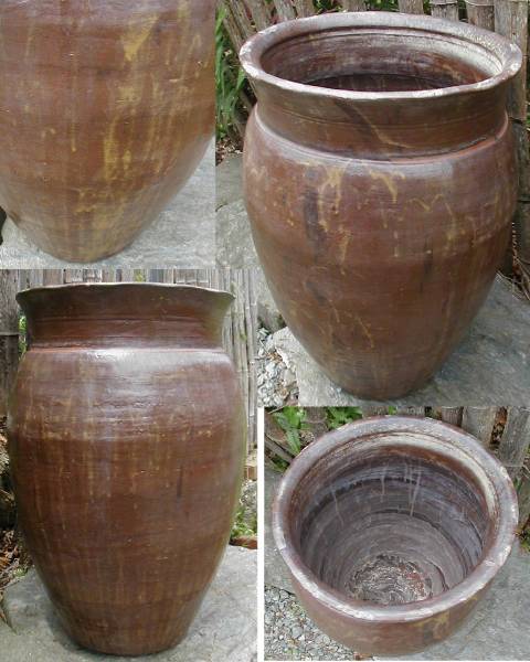 唐津焼大甕カメ ◇和風レトロ古陶器骨董品水瓶庭飾り壺花器看板(花器