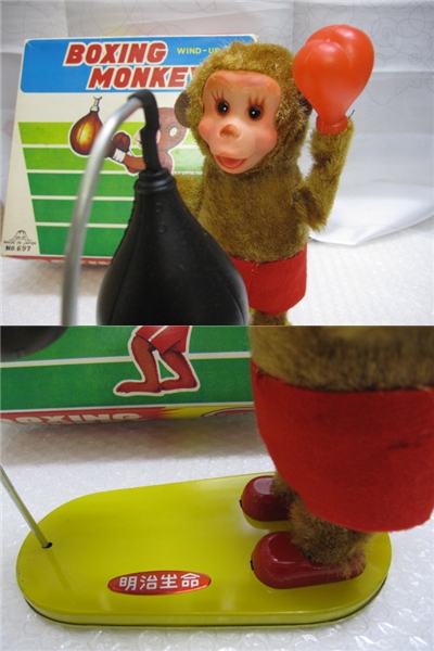 昭和レトロ ボクシング モンキー ブリキ 猿のおもちゃ(動物)｜売買され