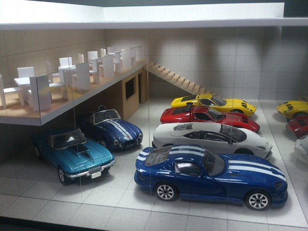 1/43 ショールームカフェ（コンクリート打ち放し） ジオラマ模型