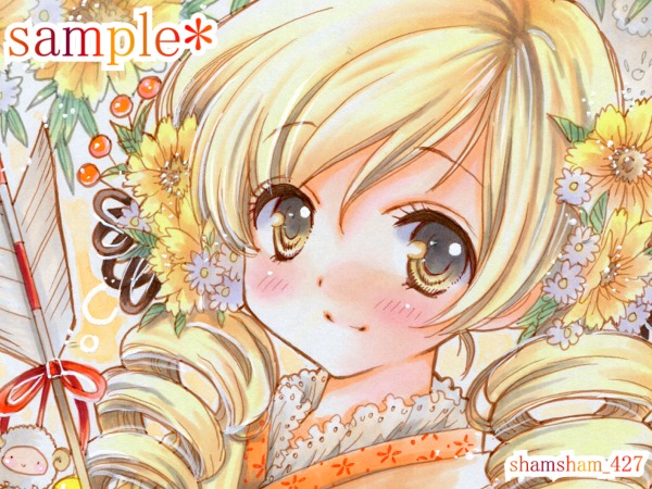 同人手描きイラスト☆魔法少女まどマギ☆巴マミ～お正月～☆色紙