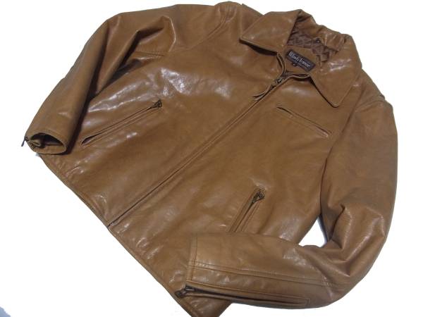 イタリア革ウィンドアーマー◇牛革レザーライダースジャケット　