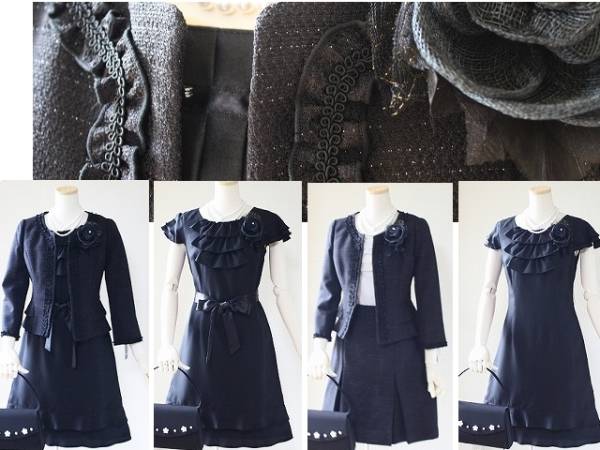 9号13号 ノーカラー黒JK+黒フリルOP+両タック黒SK 卒業式 入学式(スーツ、アンサンブル)｜売買されたオークション情報、yahooの