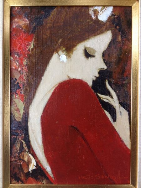 園田郁夫・二科会員 フラメンコ 女性画 油彩 【真作保証】 園田 郁夫