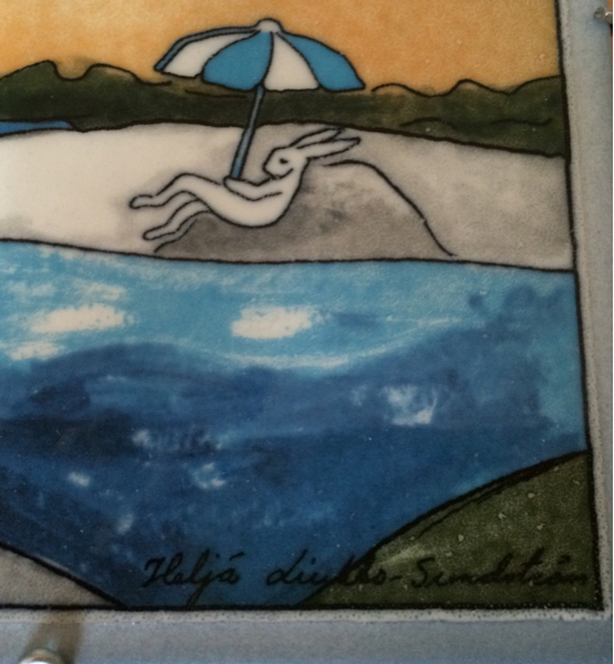 ★稀少★ アラビア ヘルヤ うさぎ 陶板 On The Beach / ARABIA