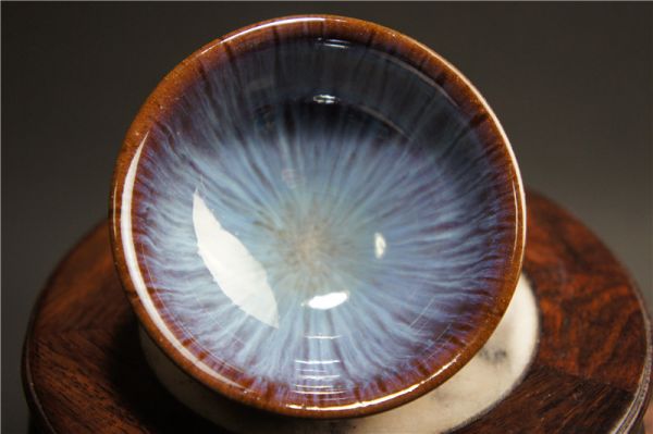 【龍雲】宋代鈞窯 窯変青赤漸変釉茶碗 cm g 9628