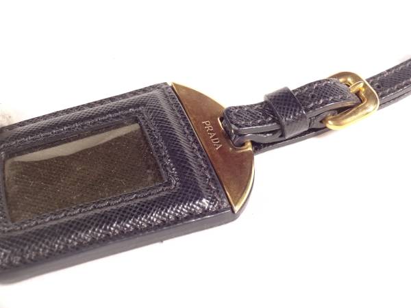 ★1円なっしぃ★正規プラダ★ネームタグ黒革★キーリング美品★