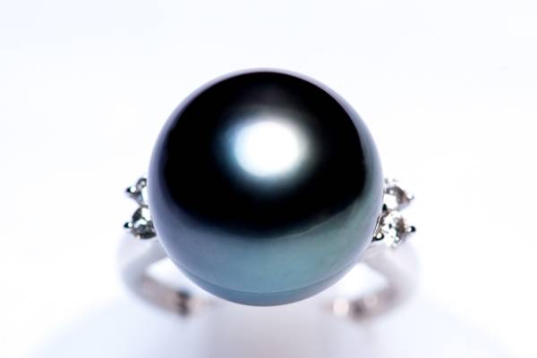 ☆【花珠級鑑別書】超特大黒蝶真珠14.2ｍｍＤ0.21ｃｔＰｔリング