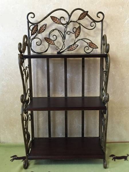 【送料５００円】リーフ３段シェルフ アンティーク仕上げ