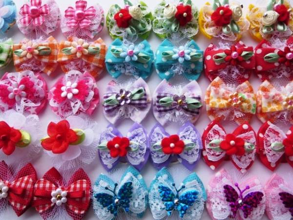 ★ハンドメイド　軽い　ワンちゃんリボン　４０個_1